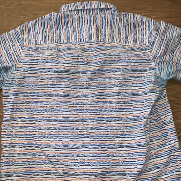 Columbia Regular Fit Large Mens White Colorful Stripped Button Up Shirt - Picture 7 of 7